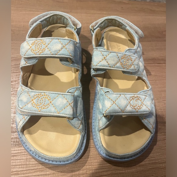 Chanel 2020 Gate No. 5 Blue Tie Dye 'Dad' Slides- Size 38C Excellent Condition - Picture 2 of 9